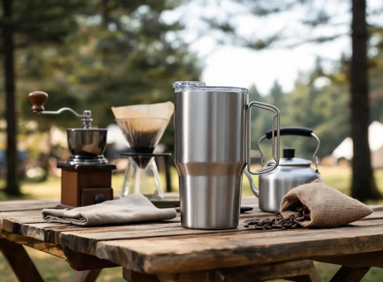 Large Yeti Rambler tumbler with handle