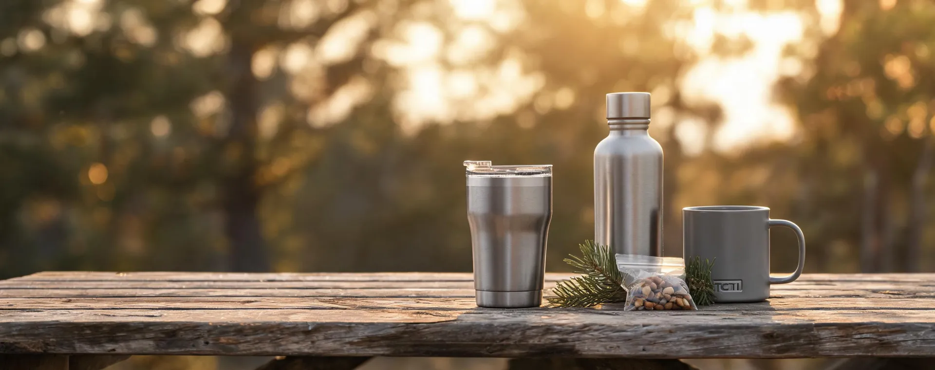Yeti drinkware on an outdoor table