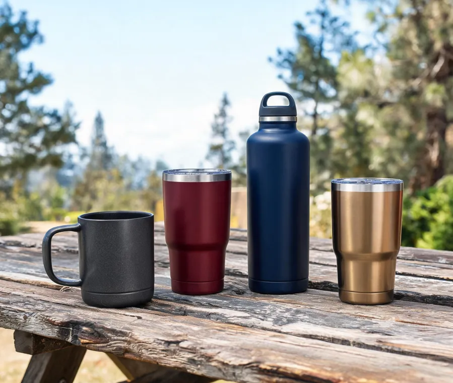 Yeti insulated tumblers and water bottles in rugged color finishes